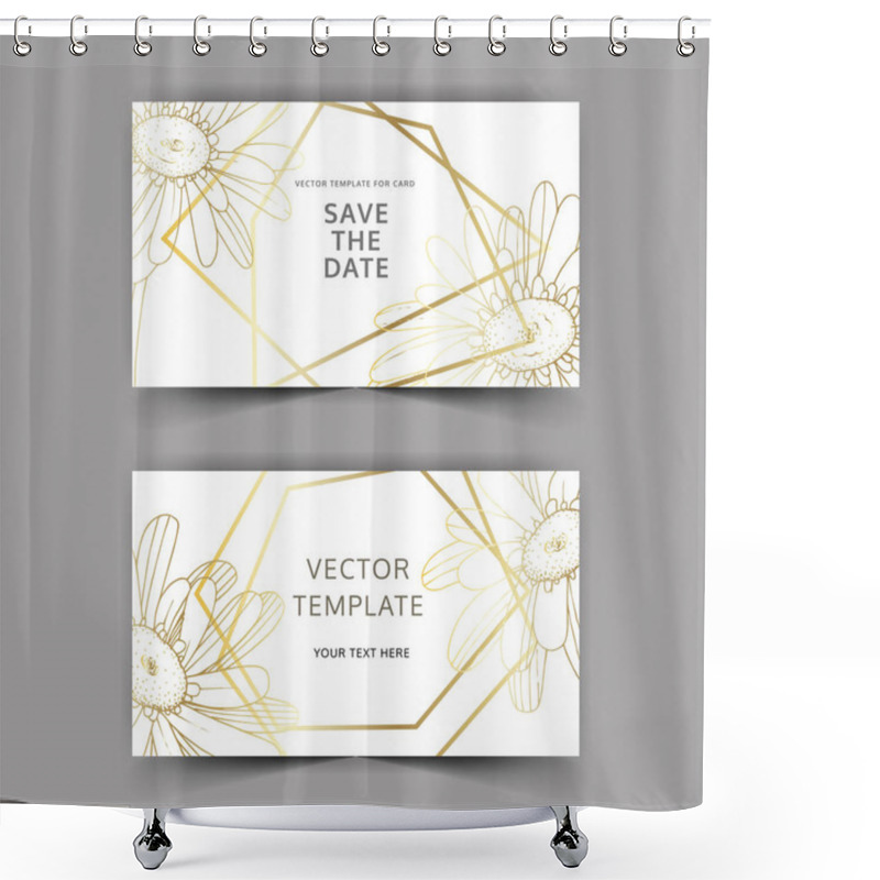 Personality  Vector Gerbera Floral Botanical Flower. Black And White Engraved Shower Curtains