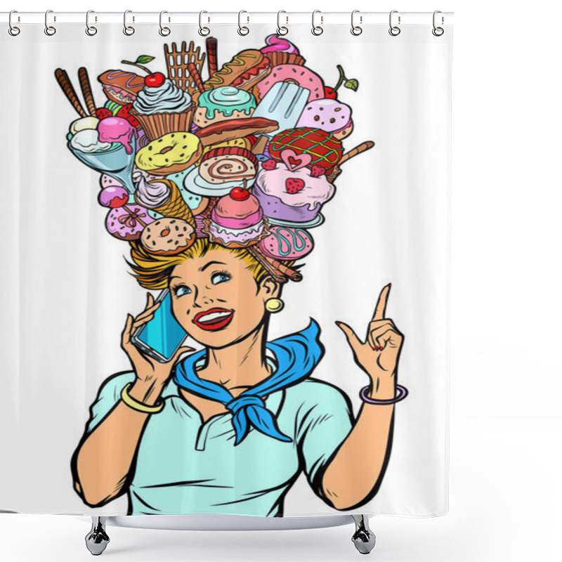 Personality  Stewardess Woman Dreams Of Food And Sweets Shower Curtains