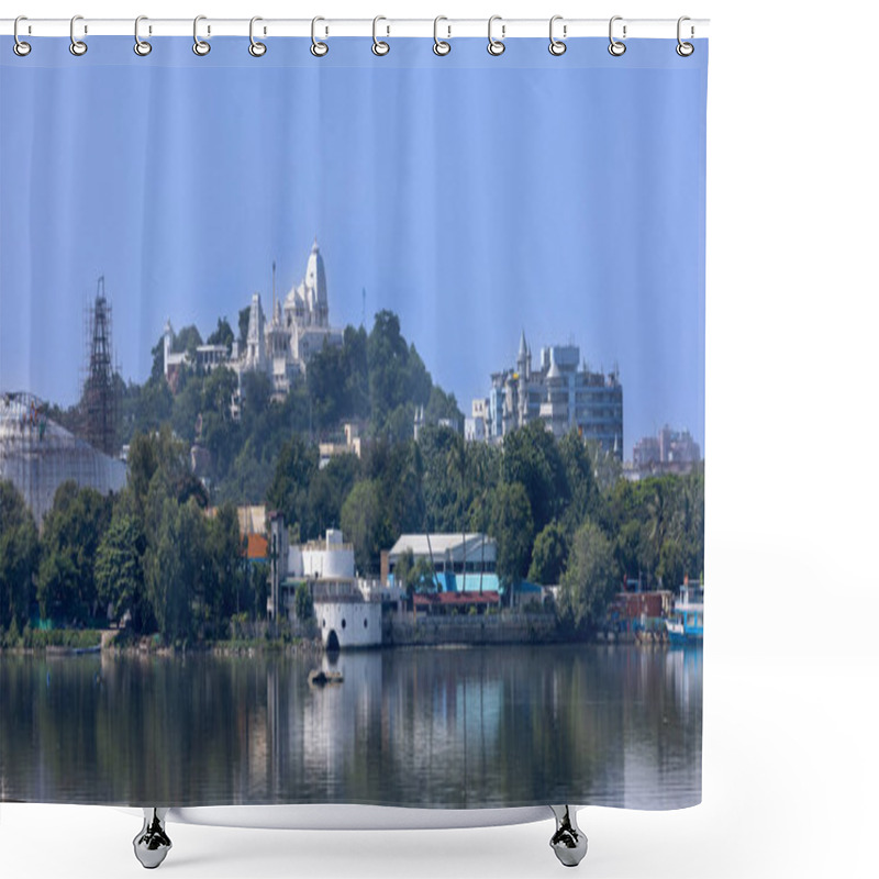 Personality  Panoramic View Of Hyderabad Cityscape In India, Marble Stone Birla Temple And Reflection In Hussain Sagar Lake. Shower Curtains