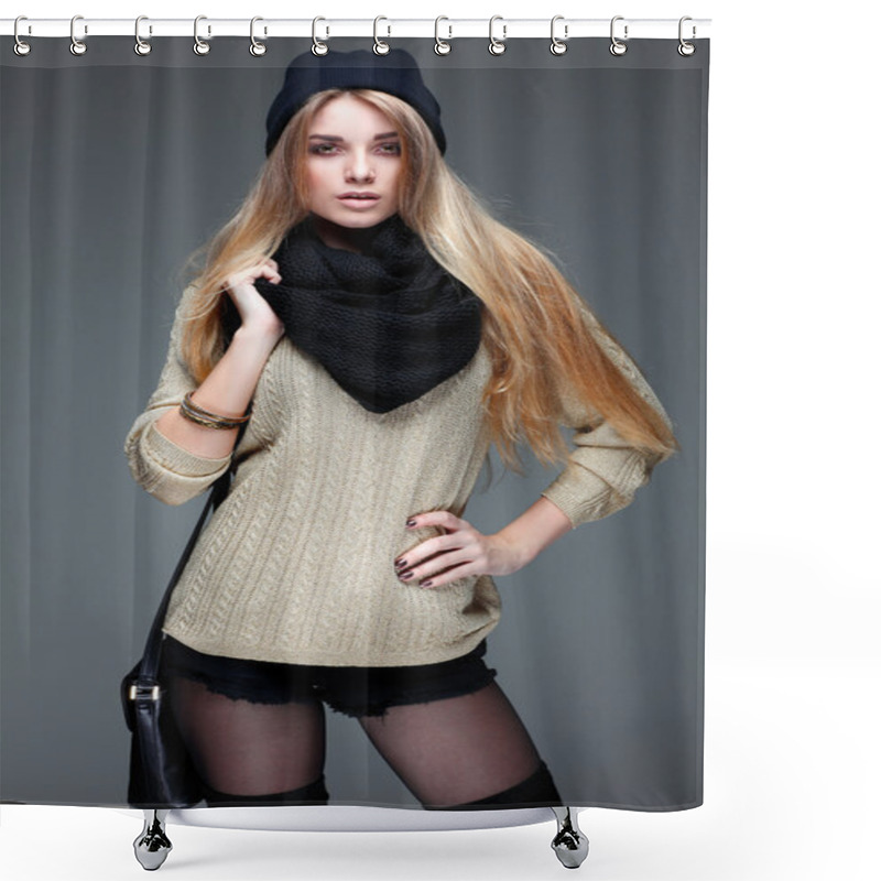 Personality  A Photo Of Beautiful Girl Is In Fashion Style, Glamour Shower Curtains