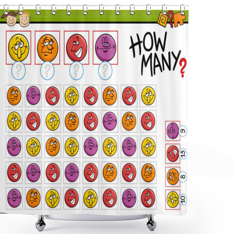 Personality  Counting Game Cartoon Illustration Shower Curtains