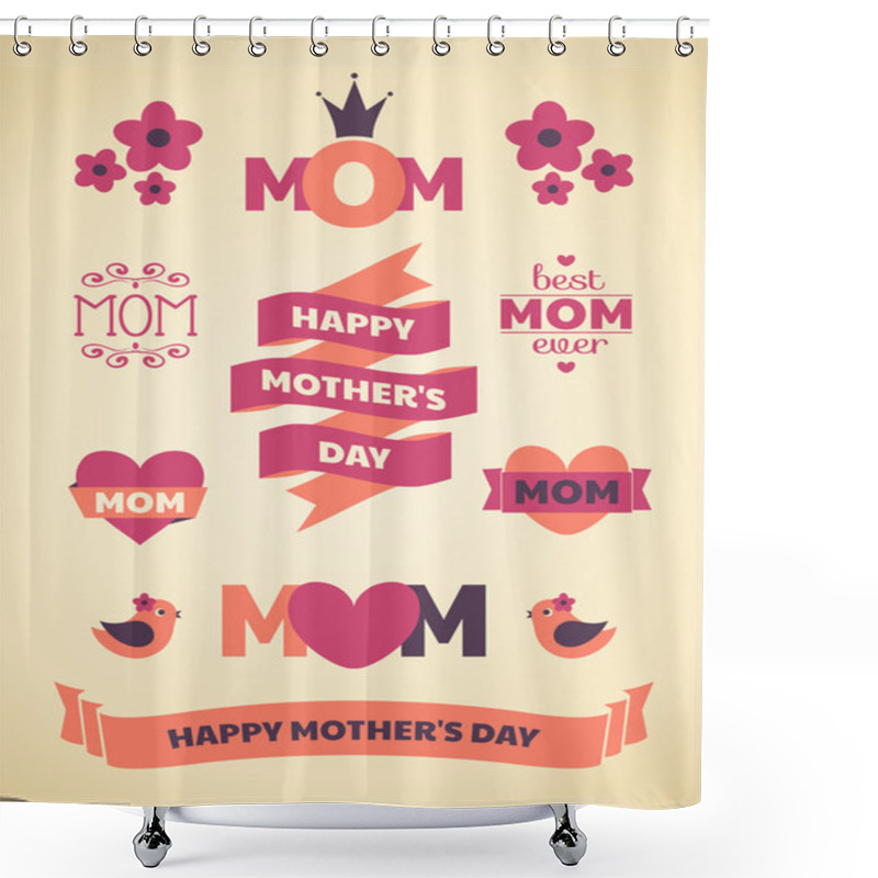 Personality  Mother's Day Design Elements Shower Curtains