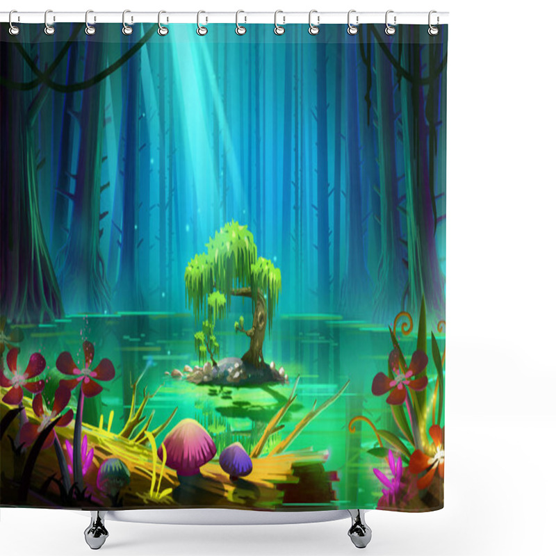 Personality  A Little Island In The Middle Of The Lake Inside The Deep Forest Shower Curtains