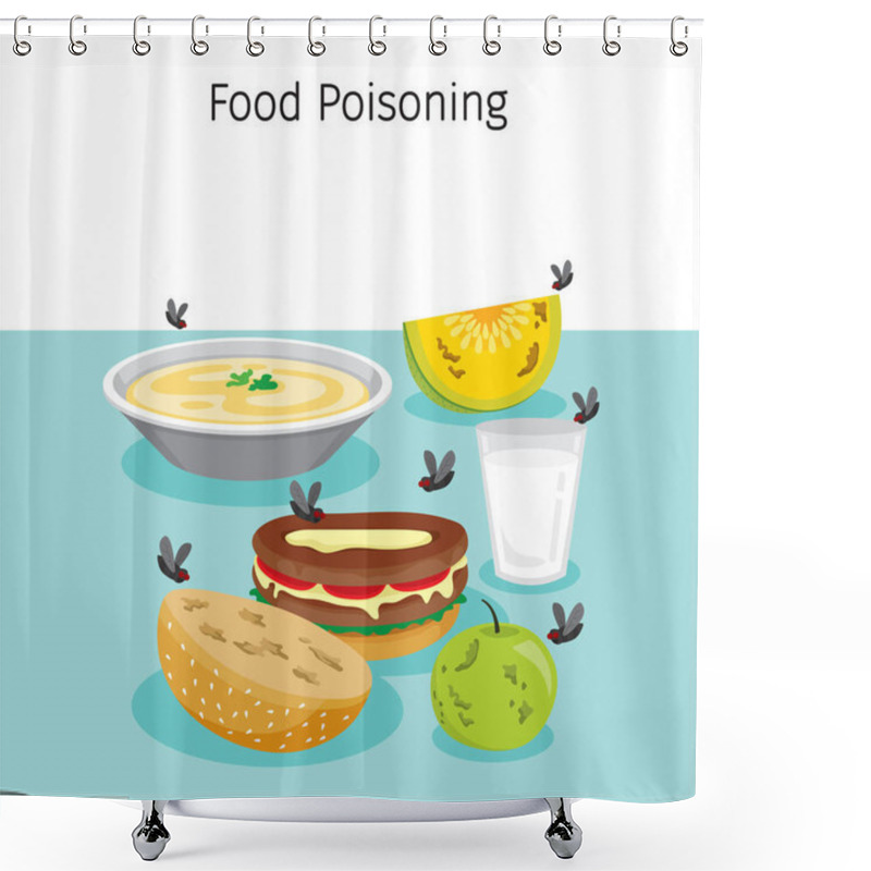 Personality  Many Flies Flying Around Food, Drink And Fruits Shower Curtains