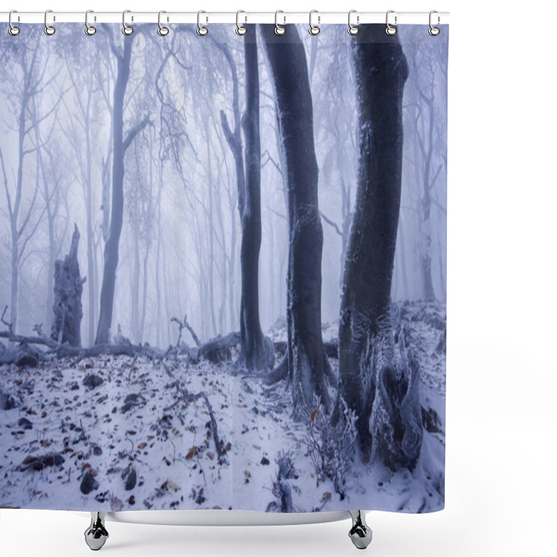 Personality  Foggy Forest In Winter Shower Curtains