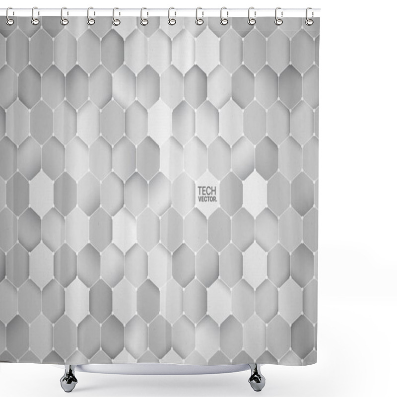 Personality  3D Technology Hexagonal Vector Abstract Background Shower Curtains