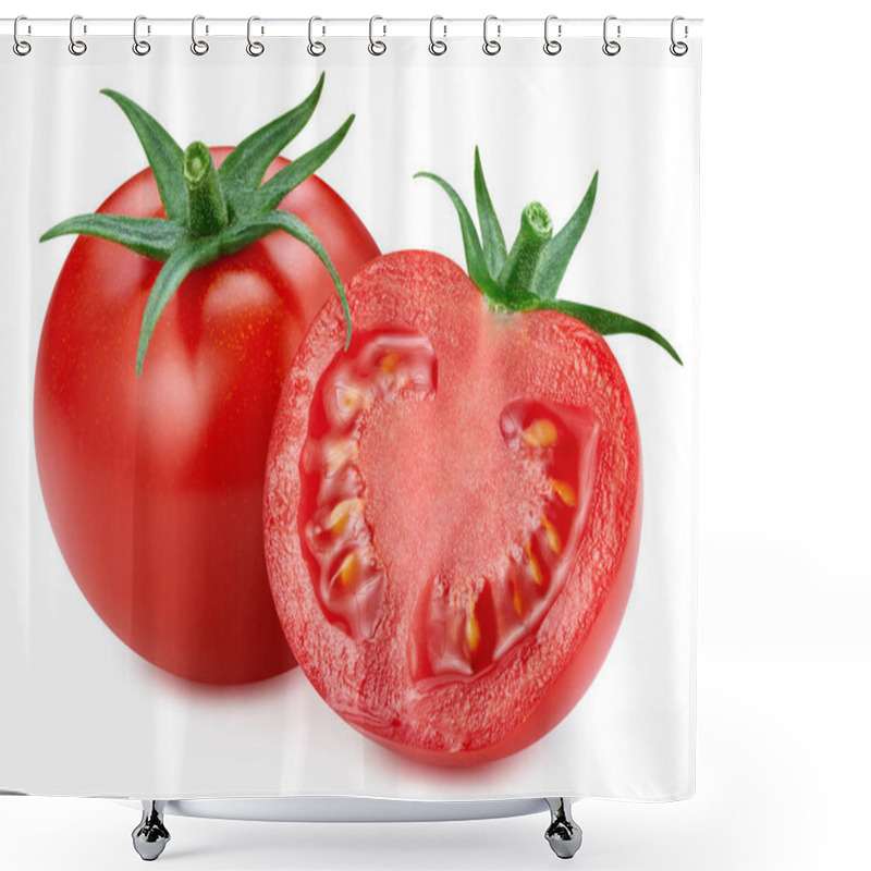 Personality  Tomato Isolated On White Background. Tomato Macro Studio Photo. Tomato Clipping Path Shower Curtains