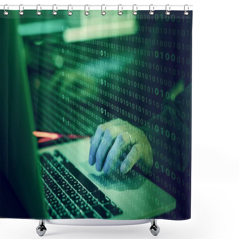 Personality  Closeup Of Hands Working On Computer Keyboard Shower Curtains