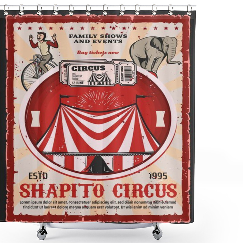 Personality  Circus Elephant And Acrobat With Carnival Top Tent Shower Curtains