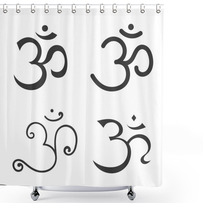 Personality  Sign Om. Hand Drawn Symbol Of Buddhism And Hinduism Religions Shower Curtains