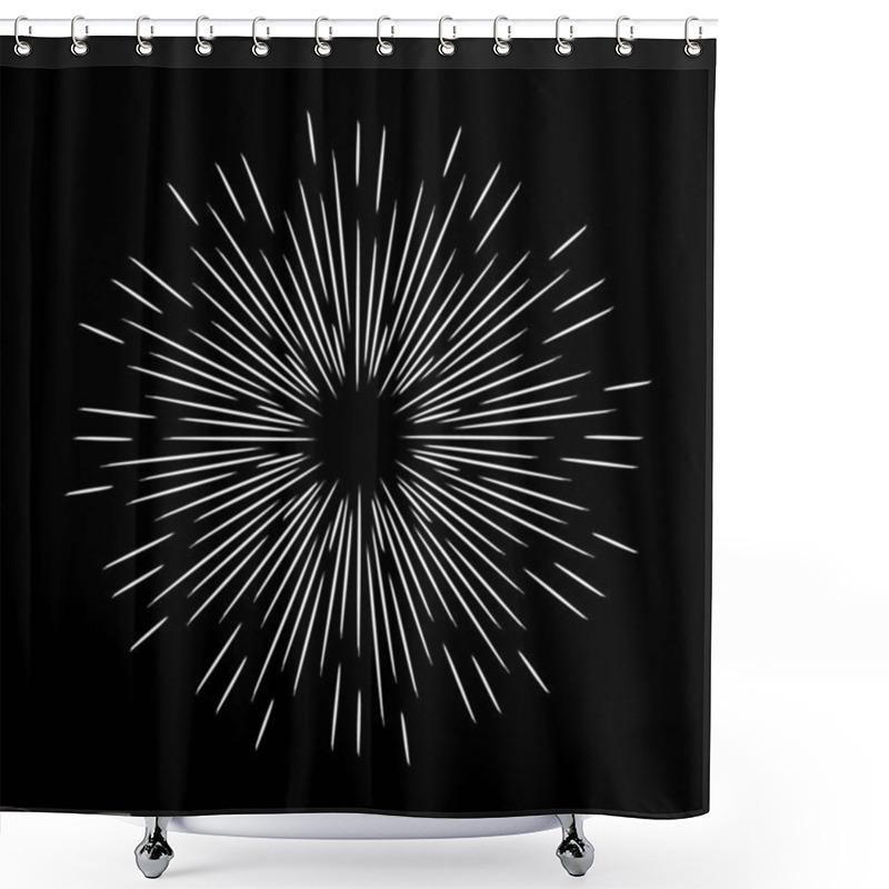 Personality  White Grunge Radial Speed Lines. Round Form. Explosion Background. Star Rays. Sunburst. Fireworks. Handwritten Design Element For Frames, Prints, Tattoo, Web, Template, Logo, And Comic Books Shower Curtains