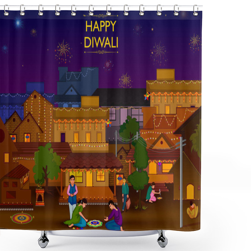 Personality  Indian Family People Celebrating Diwali Festival Of India Shower Curtains