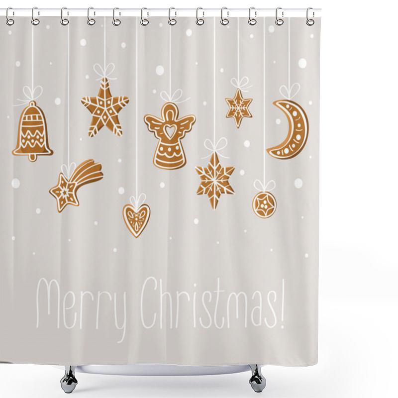 Personality  Merry Christmas Holiday Card Shower Curtains