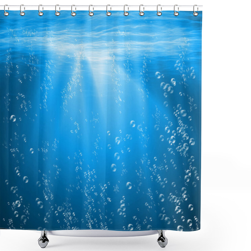 Personality  Blue Sea Underwater With Air Bubbles Shower Curtains