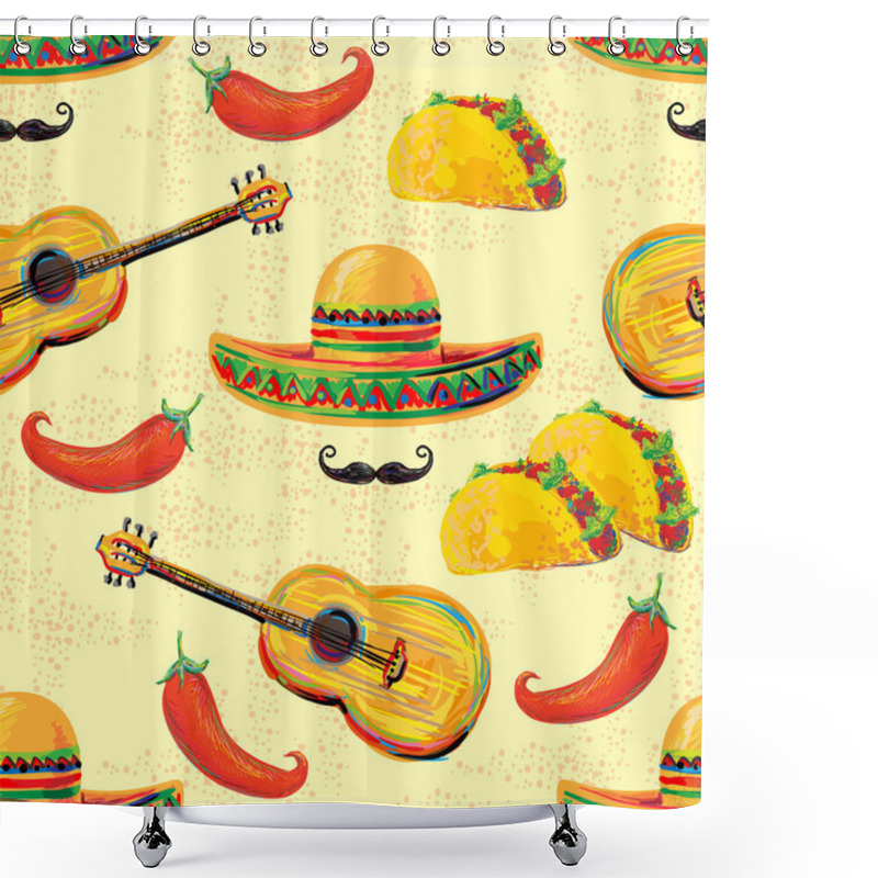 Personality  Mexican Seamless Music Pattern Shower Curtains