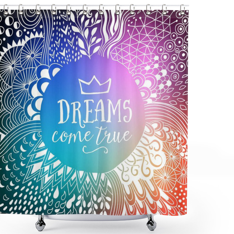 Personality  Original Doodle Frame Made Of Abstract Freehand Ornament, Handmade Elements. Shower Curtains