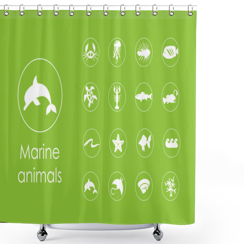 Personality  Set Of Marine Animals Simple Icons Shower Curtains