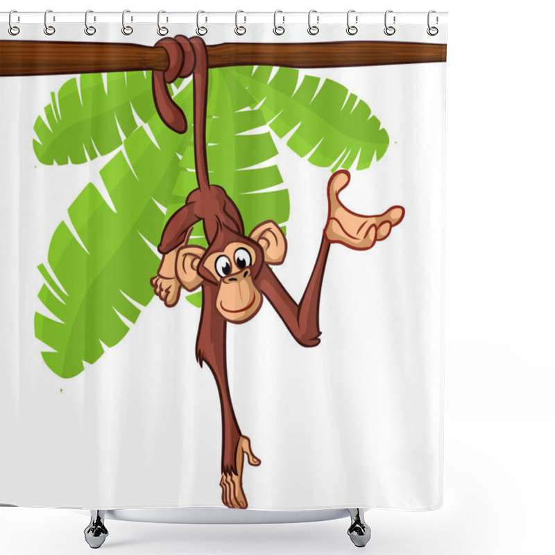 Personality  Cute Monkey Hanging On The Tree Branch With His Tail Shower Curtains