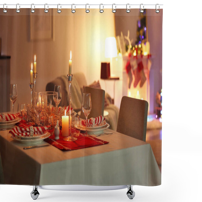 Personality  Table Served For Christmas Dinner Shower Curtains