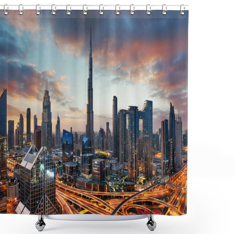 Personality  Emirates - Dubai Cityscape, Aerial View, UAE Shower Curtains