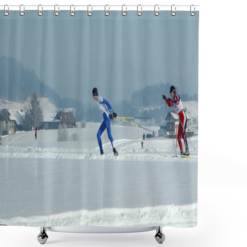 Personality  Cross Ski In New Snow Shower Curtains