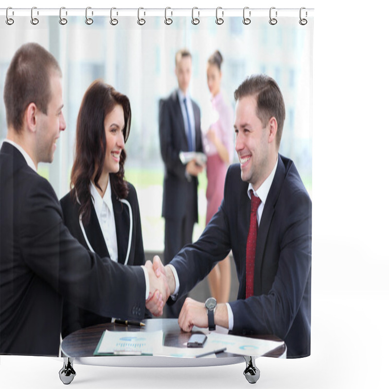 Personality  Business Shaking Hands, Finishing Up A Meeting Shower Curtains