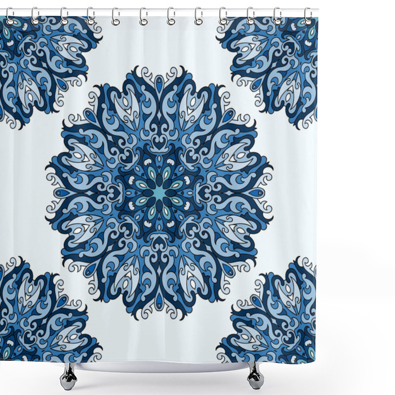 Personality  Seamless Deep Blue Abstract Pattern Shower Curtains