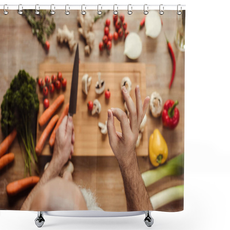 Personality  Man Preparing Vegan Food  Shower Curtains