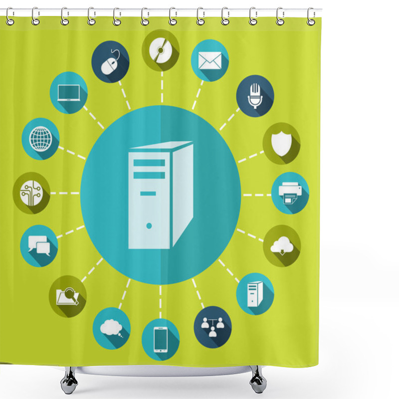 Personality  Computer Server Icon Shower Curtains