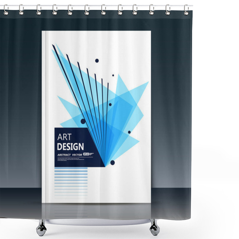 Personality  Abstract Composition. Text Frame Surface. Brochure Cover Vector Illustration. White Title Sheet. Creative Logo Figure. Ad Banner Form Texture. Blue Box Block, Azure Triangle Icon. Flyer Fiber Backdrop Shower Curtains