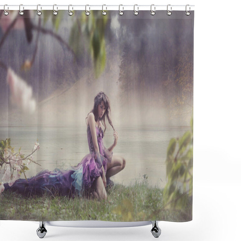 Personality  Beauty Woman In Fairy Scenery Shower Curtains