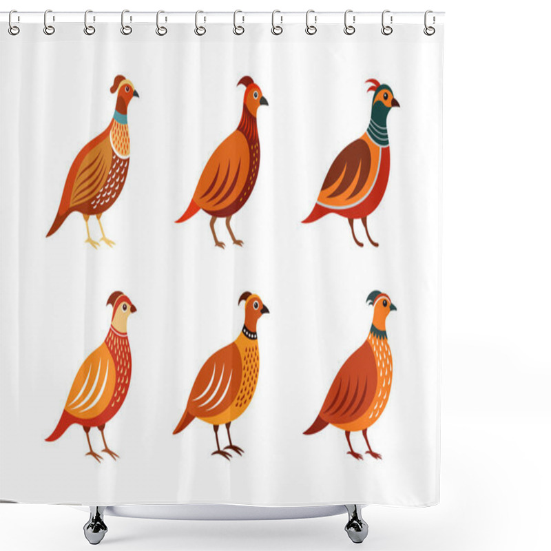 Personality  Cute Quail Illustration Bundle. Adorable Quail Illustrations, Perfect For Nature-inspired Designs, Greeting Cards, Stationery, Posters, And Creative Projects. Shower Curtains