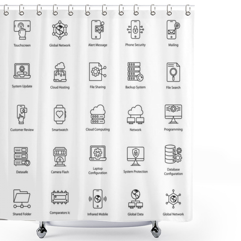 Personality  Hardware Configuration Line Icons Pack  Shower Curtains