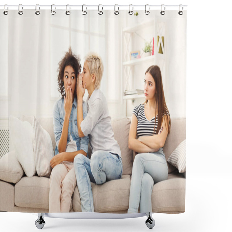 Personality  Young Woman Telling Her Friend Some Secrets Shower Curtains