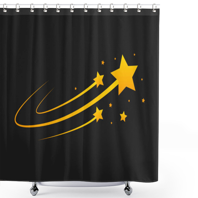 Personality  Star Silhouette Of The Falling Of Comets, Meteorites, Asteroids, The Sparks Of Fireworks. Vector Design Elements Isolated On Black Background. Shower Curtains