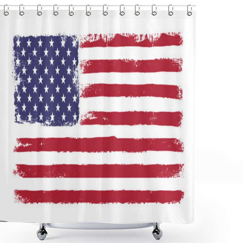 Personality  Stars And Stripes. Grunge Version Of American Flag With 50 Stars Shower Curtains