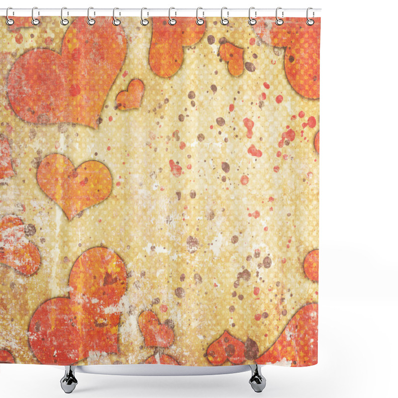 Personality  Grunge Background With Hearts Shower Curtains