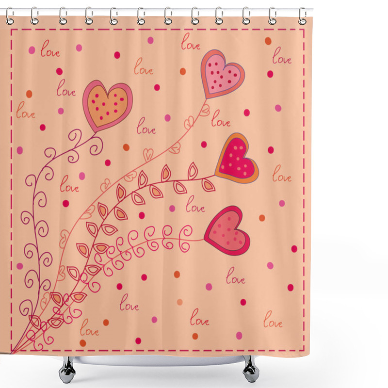 Personality  Hearts Flowers Love Card Shower Curtains