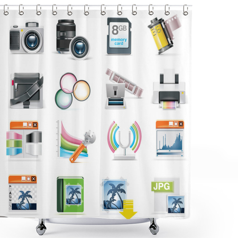 Personality  Vector Photography Icon Set Shower Curtains