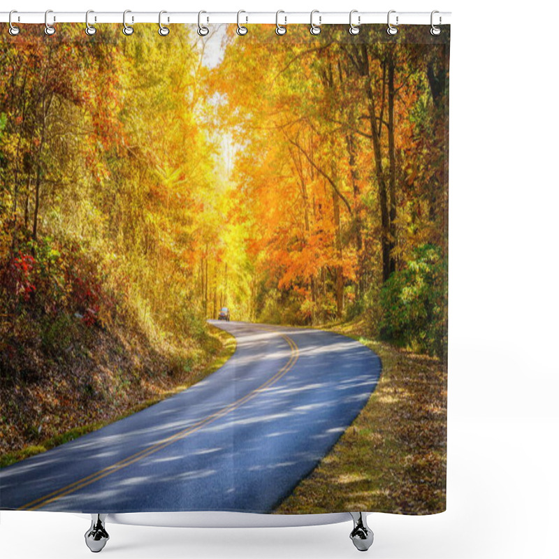 Personality  Blue Ridge Parkway Winding Through The Woods In Fall Near Asheville, North Carolina Shower Curtains