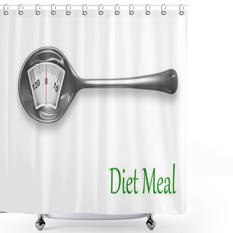 Personality  Diet Meal. Metal Spoon With Weight Scale Shower Curtains