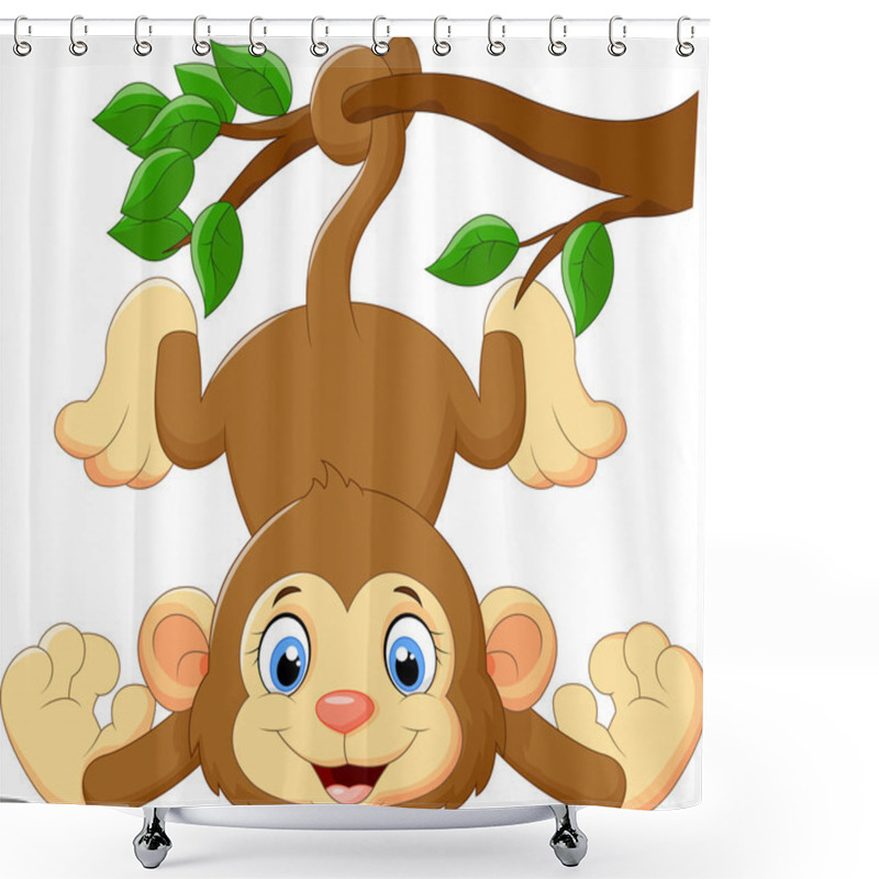 Personality  Cartoon Funny Monkey On A Tree Shower Curtains