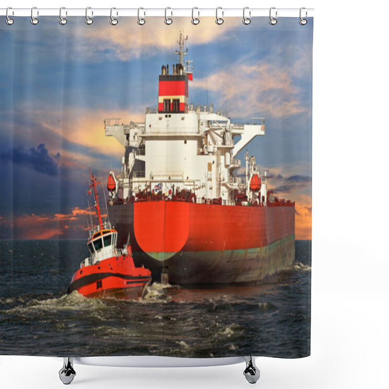 Personality  Tugboat Towing A Ship Shower Curtains