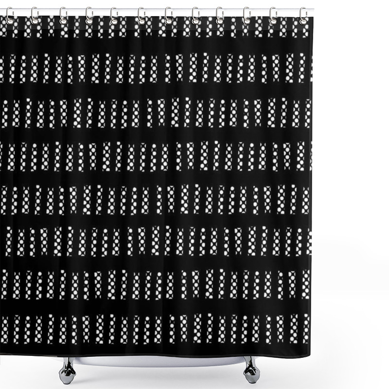 Personality  Abstract Monochrome Seamless Vector Background. White Hand Drawn Vertical Textured Blocks In Horizontal Rows On Black Background. Monochrome Design. Hand Drawn Doodle Strokes. Textured Backgound Shower Curtains