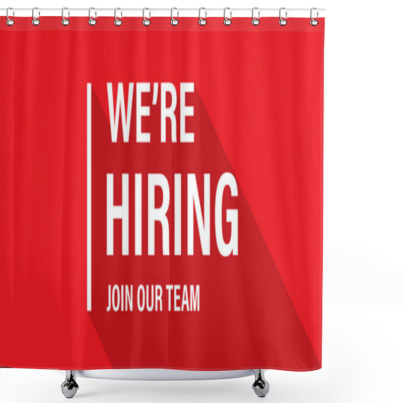 Personality  We're Hiring Red Vector Banner. Employee Vacancy Announcement. Illustration Isolated. Business Recruiting Concept. EPS 10 Shower Curtains