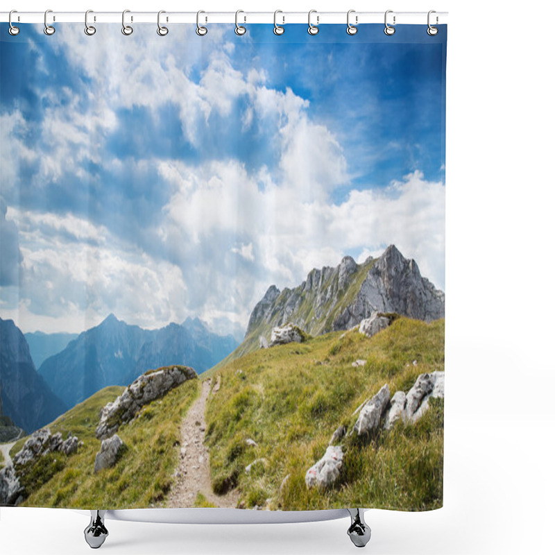 Personality  Amazing View On Alps. Mangart, Slovenia. Shower Curtains