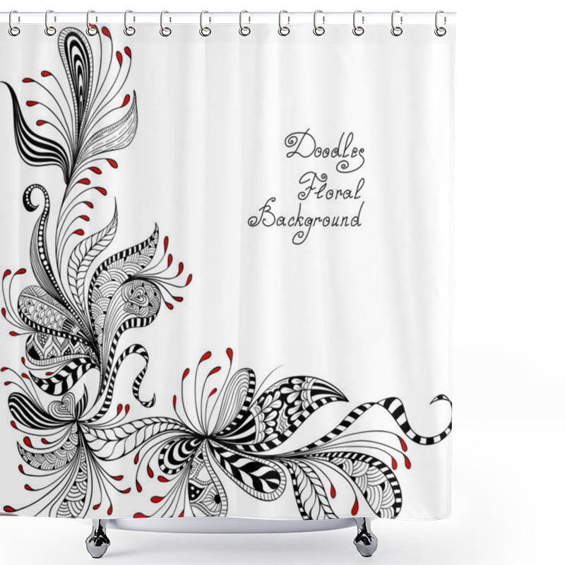 Personality  Vector Black, Red And White Floral Pattern Shower Curtains