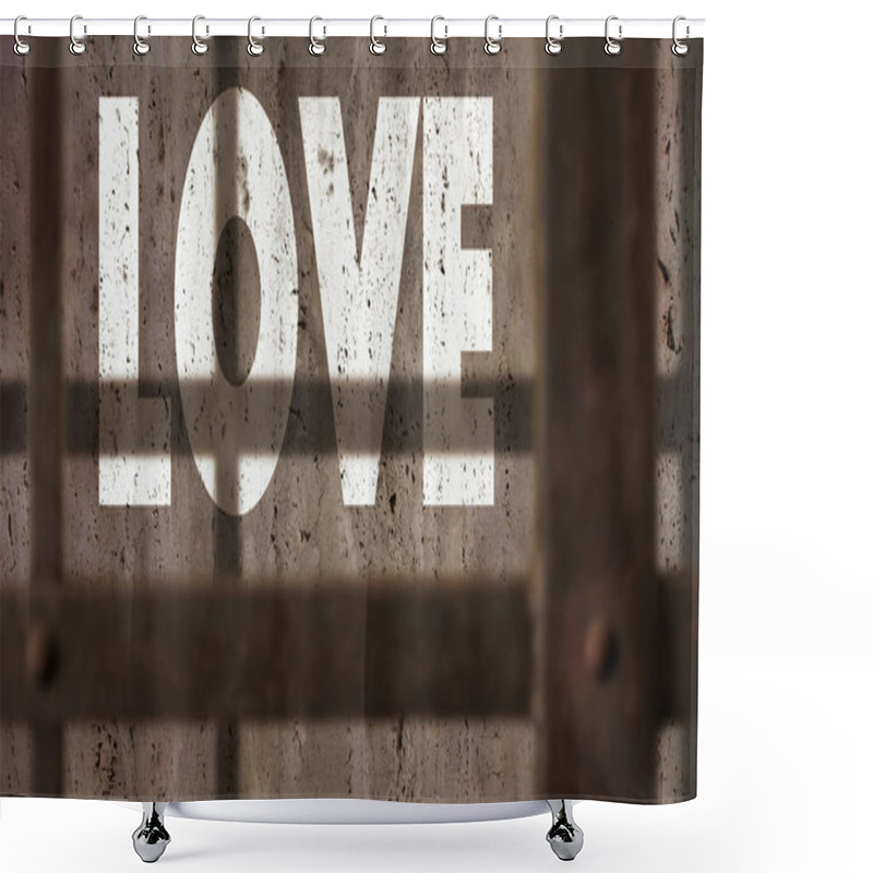 Personality  Love On A Wall With Jail Bars Shadow Shower Curtains