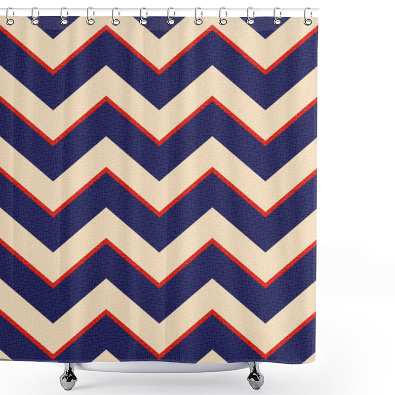 Personality  Seamless Patriotic Zig Zag Stripes Background Shower Curtains