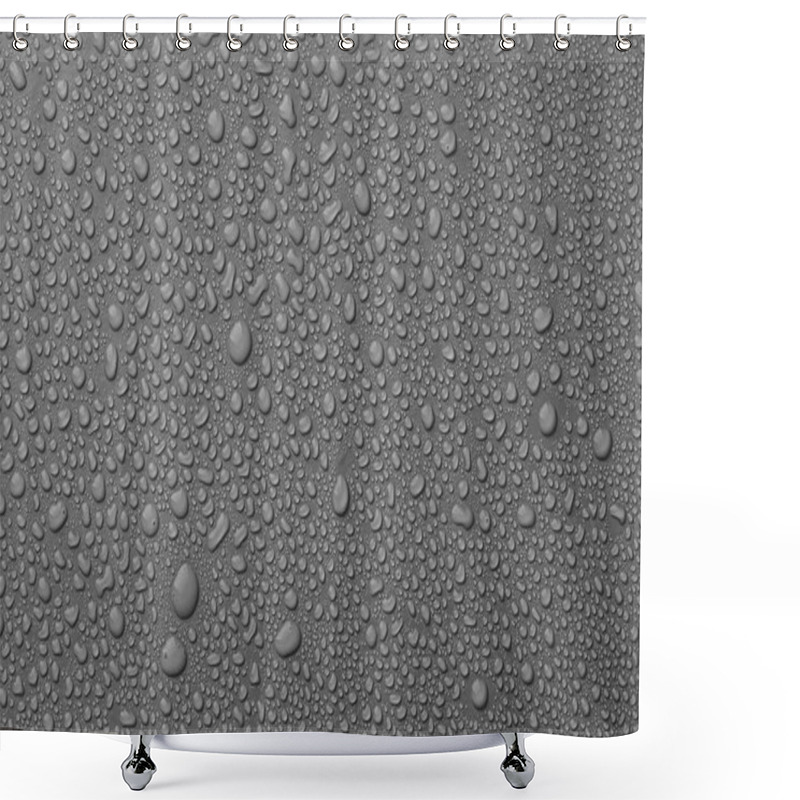 Personality  View Of Many Water Drops On Grey Background Shower Curtains